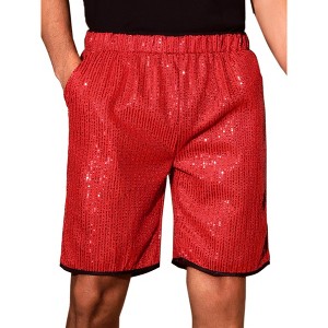 INSPIRE CHIC Men's Metallic Above Knee Clubwear Sparkly Sequins Shorts - 1 of 4