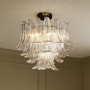 ALOADECOR W24 in 4-Light Vintage Mid-Century Modern 4-Tier Clear Art Glass Glam Flush Mount Ceiling Light in Antique Bronze for Living Room - 1 of 4