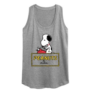 Women's - Peanuts - Snoopy Typing Graphic Racerback Tank - 1 of 4
