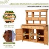 Doorway Patio Fir Wood Potting Bench Table with Hutch,Outdoor Garden Plant Stand with Drawers and Shelves,Wooden Mudroom Greenhouse-Coolbibila - 3 of 4