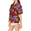 LA LEELA Women's Button Down Blouses Floral Beach Party Blouse Shirt Short Sleeve Vacation Casual Hawaiian Shirts for Women L Hibiscus Leafs Red - 3 of 4