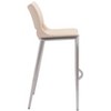 Zuo Modern Ace Barstool Set of 2, 40.9" H, Light Pink Faux Leather, Silver Brushed Stainless Steel, Modern Ergonomic Design - 4 of 4