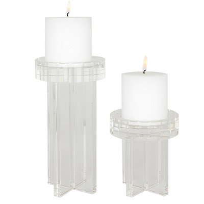 Uttermost Crystal Pillar Candleholders, Set of 2
