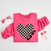 Simply Sage Market Women's Graphic Sweatshirt Checkered Heart Black - 3 of 3