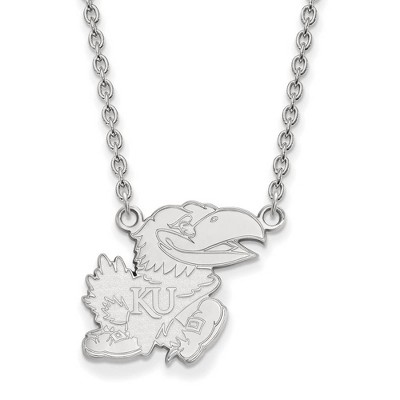 Black Bow Jewelry 10k White Gold Kansas Jayhawks NCAA Necklace 18 Inch