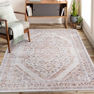 6X9 rugs/Ivory/Bordered Non-Shedding Living Room Bedroom Dining Home Office Stylish and Stain Resistant Area Rug - 1 of 3