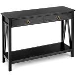 Costway Console Table Storage Shelf Modern Sofa Table w/ Drawer Entryway Hallway Black\Cherry