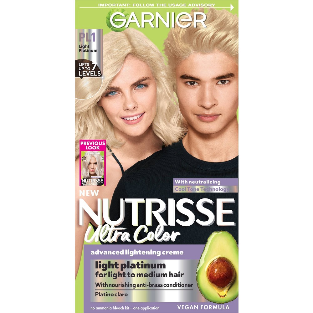 Photos - Hair Dye Garnier Nutrisse Ultra Color Blondes Advance Lightening Cream - Lightest Platinum: Paraben-Free, Includes Gloves, 30 Minute 