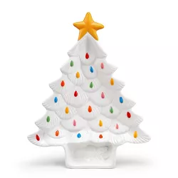 Mr. Christmas Ceramic Serving Tree Platter with Dip Section, White