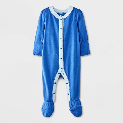 Baby Adaptive Long Sleeve Pajama Romper - Cat & Jack™ Blue 3-6M