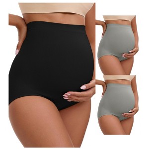 INSPIRE CHIC 3 Packs Women's High Waist Maternity Briefs Butt Lifter Seamless Comfortable Pregnancy Ladies Panties - 1 of 4