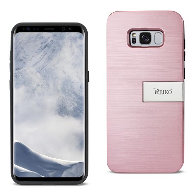 Reiko Samsung Galaxy S8/ SM Slim Armor Hybrid Case with Card Holder & Kickstand in Rose Gold