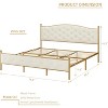 Velvet Upholstered Bed Frame with Solid Wooden Slats Support and Button Tufted Headboard - 4 of 4