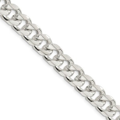 Black Bow Jewelry Men's 10.5mm Sterling Silver Solid D/C Domed Curb Chain Necklace