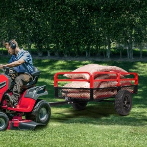 1500 lbs Heavy Duty Steel Dump Cart, 15 Cubic Feet Tow Behind Garden Trailer with Removable Sides, Hand Pull or Foot-Release Dump Cart - 1 of 4