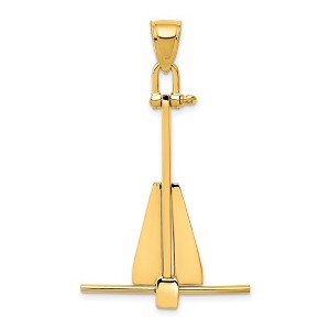 Black Bow Jewelry 14k Yellow Gold 3D Moveable Danforth Anchor Pendant - 1 of 4