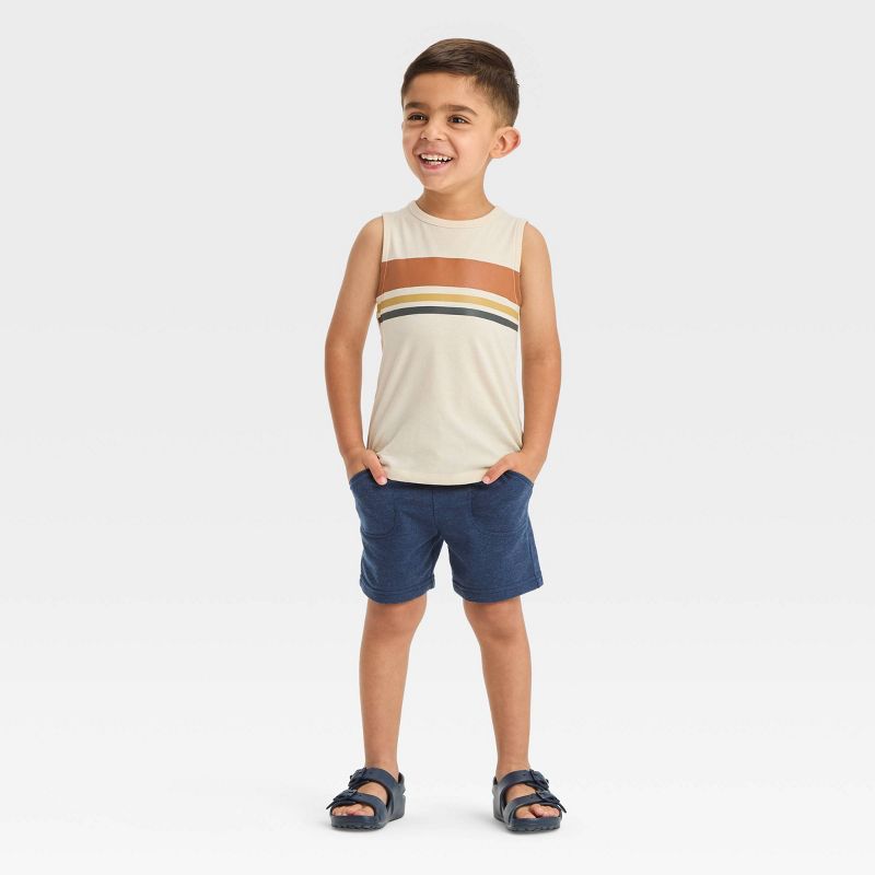 Toddler Boys' Chest Striped Tank Top - Cat & Jack™ Beige, 4 of 5