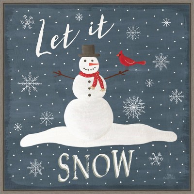 22" x 22" Christmas Cheer IV Let it Snow Framed Wall Canvas - Amanti Art