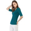 INSPIRE CHIC Women's Half Sleeves Scoop Neck Fitted Layering Soft T-Shirt - 2 of 4