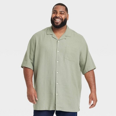 Men's Big & Tall Vintage Short Sleeve Camp Shirt - Goodfellow & Co™ Olive Green XXLT