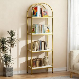 Bookshelf, Arched Bookshelf 4 /5Tier Bookcase, Industrial Open Book Shelves for Living Room, Modern Freestanding - 1 of 4