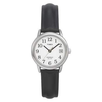 Women's Timex Easy Reader  Watch with Leather Strap - Silver/Black T2H331JT