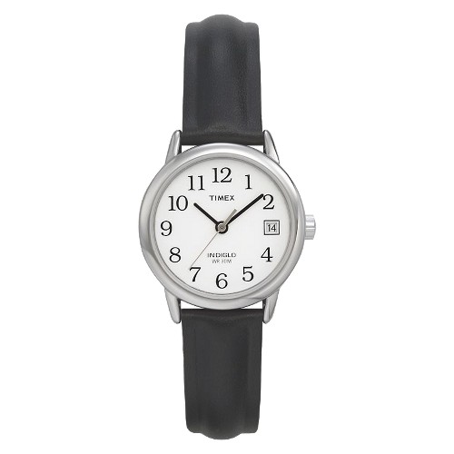 Women's Timex Easy Reader Watch with Leather Strap - Silver/Black T2H331JT, Size: Small