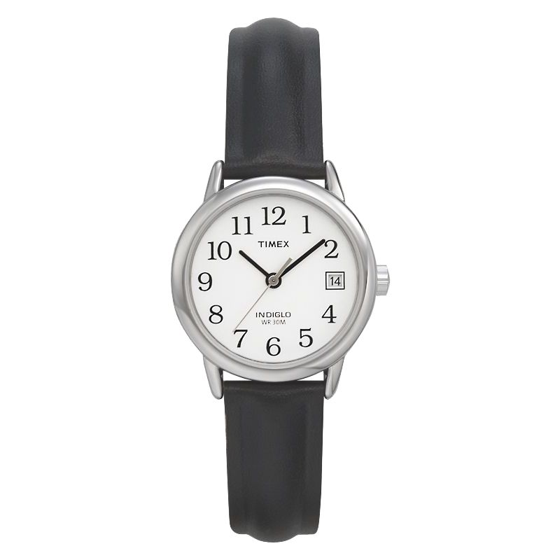Women&#39;s Timex Easy Reader  Watch with Leather Strap - Silver/Black T2H331JT, 1 of 4