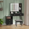 Black Linen Particleboard Veneered with Tricot Tricot Amine Solid Wood Legs Vanity Table Set - 3 of 4