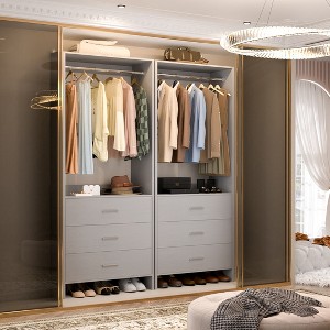 Aheaplus 24'' Freestanding Closet Organizer System with Hanging Rods and Drawers - 1 of 4