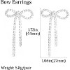 Bow Earrings for Women Rhinestone Long Tassel Earrings Ribbon Bow Drop Earring Silver Stainless Steel Dangle Earrings Cute Sparkly Jewelry - 3 of 4