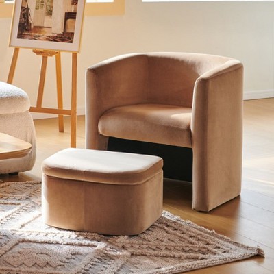Barrel Chair with Storage Ottoman Set | COLAMY