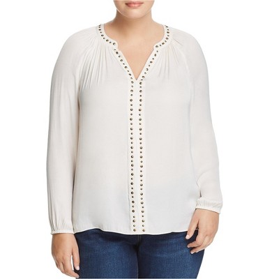 Vince Camuto Womens Studded Trim Pullover Blouse