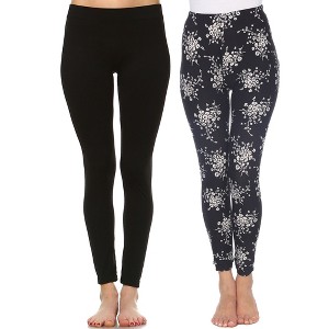 Women's Pack of 2 Leggings - One Size Fits Most - White Mark - 1 of 1