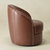 KINWELL 29"W Top-Grain Genuine Leather Upholstery Swivel Barrel Chair - 4 of 4