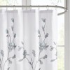 VYNXARIA 72*72" Floral Printed Burnout Shower Curtain,White and Blue - 3 of 4