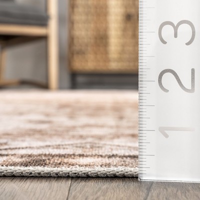Jessamine Beige Geometric Washable Synthetic Area Rug