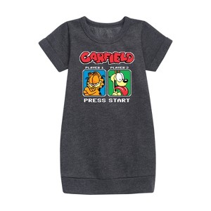 - Garfield - Garfield Odie Game On Graphic Short Sleeve Fleece Dress - 1 of 3