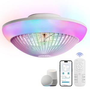 15" Bladeless Ceiling Fan with RGB Light Remote Smart LED Ceiling Fans with App Control, Modern Dimmable Light Ceiling Fan for Bedroom Living Room - 1 of 4