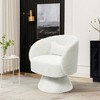 LuxenHome Upholstered Cream Club Swivel Chair with Upholstered Cream Wood Base Off-White - 2 of 4