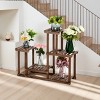 SEVOBAL 4-Story 7-Seat Carbonized Wood Plant Stand Rack Multiple Flower Pot Holder Shelf Indoor Outdoor Planter Display Shelving Unit Patio Corner - 2 of 4