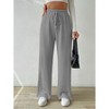 Clearlove Womens Wide Leg Palazzo Pleated Pants Ribbed Knit High Waist Flowy Drawstring Loose Casual Trousers - 3 of 4