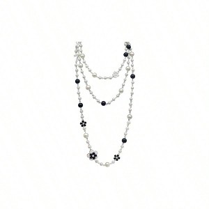 Vintage Double Strand Necklace with Floral Charms for Women - Statement Gift for Dresses and Blouses - 1 of 4