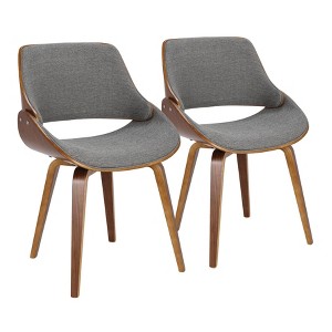 LumiSource Set of 2 Fabrizzi Dining Chairs Walnut/Gray: Mid-Century Modern, Upholstered, Wood Frame - 1 of 4