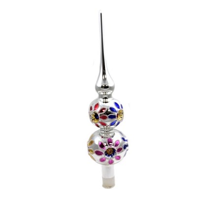Christina's World 14.25" Colored Flowers & Reflectors Tree Topper Finial Silver  -  Tree Toppers