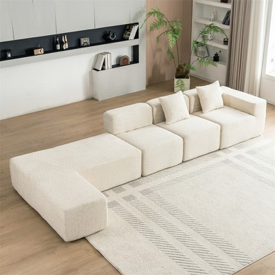 116.5" Sectional Sofa Full-compressed Sofa Couch Free-combined Sofa for Living Room