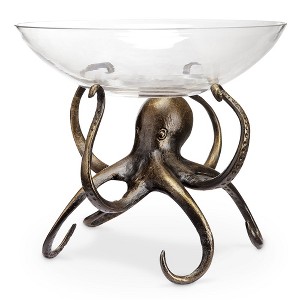 SPI Home Octopus Bowl – 12" Coastal Metal Centerpiece with Tentacle Detailing for Decorative or Serving Use - 1 of 3