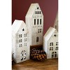 Whitewashed Wooden Village Houses – Set of 5 Rustic Wood Mantel Decor, Farmhouse Holiday Display (2 X Set of 5) by Kalalou - 2 of 3