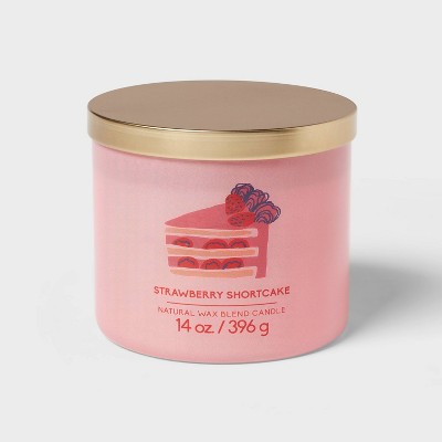 3-Wick Glass Jar Candle with Lid Strawberry Shortcake 14oz - Room Essentials™