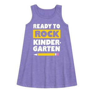 - Instant Message - Ready to Rock Kindergarten Graphic Sleeveless Aline Dress - 1 of 4